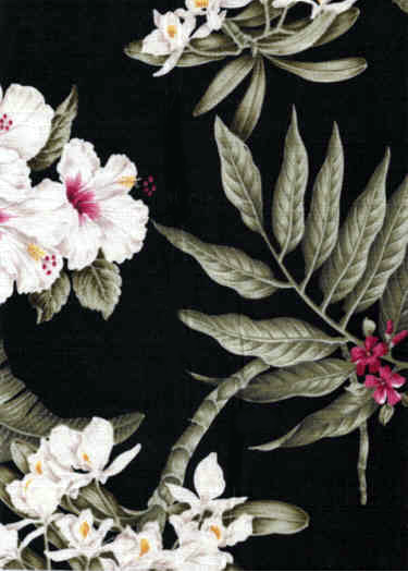 10pua Tropical Botanical Vintage Hawaiian Fabric Hawaiian Orchids, Bougainville & Hibiscus flowers - cotton barkcloth fabric.