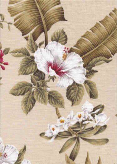 30pua Tropical Botanical Vintage Hawaiian Fabric Hawaiian Orchids, Bougainville & Hibiscus flowers - cotton barkcloth fabric.