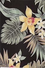 10aunaki  - tropical vintage style, Hawaiian botanical fabric. flowery fabric panel apparel cotton fabric.