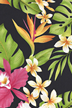 Vintage Style Hawaiian fabric print with  plumeria, orchids, and bird of paradise flowers - apparel weight cotton apparel fabric.