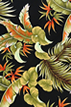 10naku -  A botanical print of tropical leaves, on a black cotton apparel weight fabric.