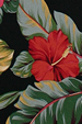Pau Hana Black, hibiscus, Barkcloth Upholstery - Hawaiian vintage style fabric