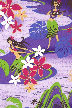 Vintage Style Hawaiian Large scale, whimsical hula dancers, palm trees, flowers, and naholo
 ferns., on a cotton poplin apparel fabric.