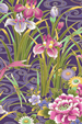 11ohiohi - Barkcloth Hawaii Fabrics - Tropical Botanical Vintage Hawaiian Fabricwith Orchid flowers on apparel cotton..