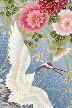 20crane blue background, Gold-lined cranes, chrysanthemums, sakura (cherry blossoms), leaves, Japanese yew trees and leaves.
