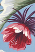 20kapalua Tropical Botanical Vintage Hawaiian Fabric night blooming cereus flowers with banana leaves -  non-upholstery cotton barkcloth fabric.