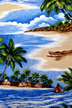 20Uakea - Barkcloth Hawaii Fabrics - Vintage Style Hawaiian Fabrics
 Tropical Hawaiian scenic print ona cotton poplin apparel fabric.
.
