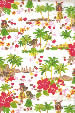 30hula Vintage Style Hawaiian Fabrics Tropical fabric - Hula girls, palm trees and hibiscus flowers.