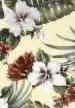 30lehua Hibiscus, plumeria & lehua flowers -     on a non-upholstery      	  overall photo
		cotton barkcloth fabric, Hawaiian vintage style fabric