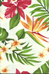 Vintage Style Hawaiian fabric print with  plumeria, orchids, and bird of paradise flowers - apparel weight cotton apparel fabric.