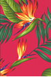 40lawa - Tropical Hawaiian Bird of Paradise flowers and leafy palm fronds cotton poplin apparel fabric.
