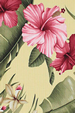  Tropical Botanical Vintage Hawaiian Fabric -  upholstery, hibiscus & ginger cotton Hawaiian vintage style nubby bark cloth fabric.