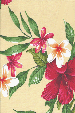 50'u hene Tropical Hawaiian heliconia, hibiscus and plumeria flowers on an apparel.