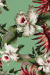 70eqr Hawaiian orchid floral fabric -  non-upholstery barkcloth  fabric
