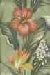 70hibiscus a Tropical Botanical Vintage Hawaiian Fabric -  botanical cotton non-upholstery barkcloth fabric with hibiscus and bird of paradise flowers.
