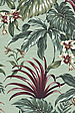 70mamaka Tropical Botanical Vintage Hawaiian Fabric Hawaiian Palm Fronds & Orchid flowers cotton barkcloth fabric.