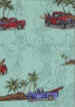 80kalaka Surfboards, trucks, palm trees, sea foam cotton broadcloth fabric.