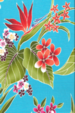 80waina stylized, brightly-colored bird of paradise, naholo
, palm fronds and leaves apparel cotton, Tropical Botanical Vintage Hawaiian Fabric Hawaiian vintage style fabric.