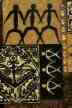90lava Petra glyphs & Tiki masks  - non-upholstery  barkcloth fabric .