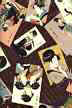90nipoa Geisha girls with fans - Japanese fabric, cotton apparel fabric.