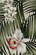 Fern Cream Tropical Botanical Vintage Hawaiian Fabric -  orchid & plumeria flowers,cotton barkcloth upholstery fabric.