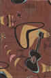 Jetson Cocoa vintage Boomerang, abstract, atomic ukulele on a nubby barkcloth