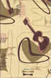 Jetson Maize Tropical vintage Boomerang, abstract, atomic ukulele on a nubby barkcloth