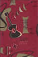 Jetson Burgundy Tropical vintage Boomerang, abstract, atomic ukulele on a nubby barkcloth