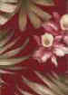 Kua ana Red Tropical Botanical Vintage Hawaiian Fabric orchid flowers, cotton bark cloth upholstery fabric.