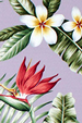 Mauna wili Mauve Tropical Hawaiian Bird Of Paradise and plumeria Flowers on bark crepe textured bark cloth fabric