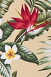 Mauna wili  Natural Tropical Hawaiian Bird Of Paradise and plumeria Flowers on bark crepe textured bark cloth fabric
