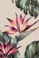 Mohala Sage Tropical Botanical Vintage Hawaiian Fabric leafy, bird of paradise bark cloth upholstery fabric.