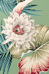 Night Blooming Sage flowers Tropical Hawaiian fabric - taupe cotton non-upholstery barkcloth fabric.