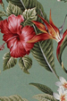 70pali Hibiscus, plumeria, bird of paradise & Orchid flowers non-Upholstery barkcloth fabric