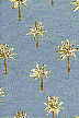 Palm Springs Blue Hawaiian vintage style barkcloth - palm tree fabric, blue background.