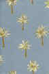 Palm Springs Blue Hawaiian vintage style barkcloth - palm tree fabric, blue background.
