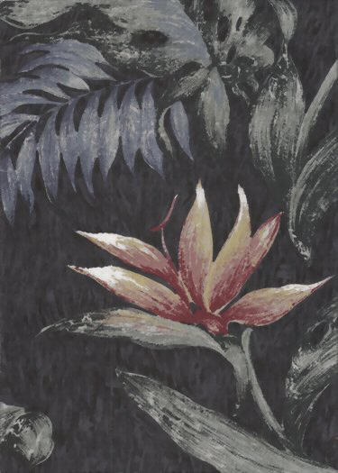 10kamakoi Tropical Hawaiian Tropical Vintage Bird Of Paradise on a black rayon fabric.