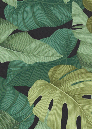 10nakoa -  All-Over. Multi-colored monstera, banana, and taro leaves, apparel fabric.