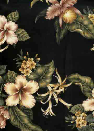 10pala Hibiscus, Ginger & orchids on cotton slub dobby apparel fabric