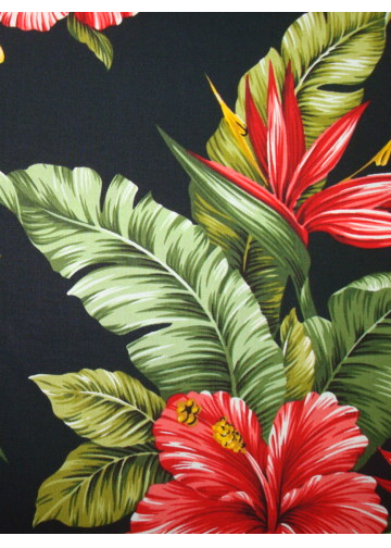 10Pa Wali - Vintage Style Hawaiian Fabrics Tropical Botanical Hawaiian cotton fabric. Pa Wali fabric has hibiscus and plumeria flowers.