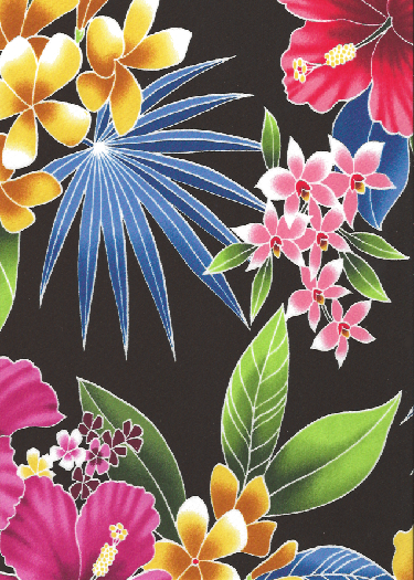 10ulana stylized, multi-colored hibiscus, plumeria, orchids and ferns apparel cotton, Tropical Botanical Vintage Hawaiian Fabric Hawaiian vintage style fabric. apparel cotton, Tropical Botanical Vintage Hawaiian Fabric Hawaiian vintage style fabric.