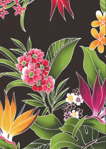 10waina stylized, brightly-colored bird of paradise, naholo
, palm fronds and leaves apparel cotton, Tropical Botanical Vintage Hawaiian Fabric Hawaiian vintage style fabric.
