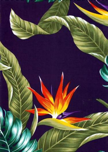11ekahi Tropical Tropical Bird of paradise, apparel cotton, Hawaiian vintage style fabric..