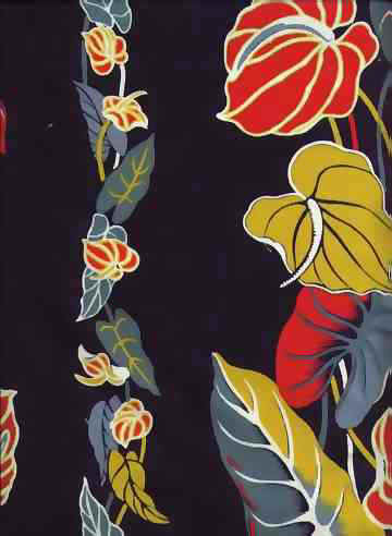 20hou Abstract Anthurium flowers on poplin apparel fabric.