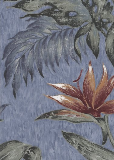20kamakoi Tropical Hawaiian Tropical Vintage Bird Of Paradise on a blue rayon fabric.