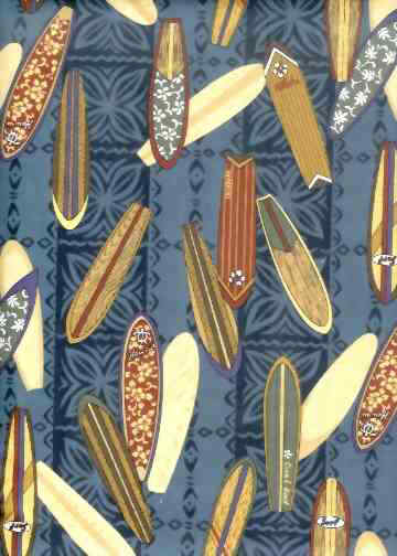 20omo Tropical Hawaiian surfboards, cotton apparel fabric.