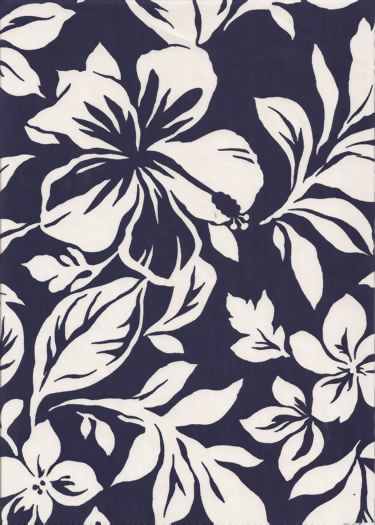 20pakaTropical Botanical Vintage Hawaiian Fabric Hawaiian Fabrics.Orchid Flowers on a navy blue cotton apparel fabric.