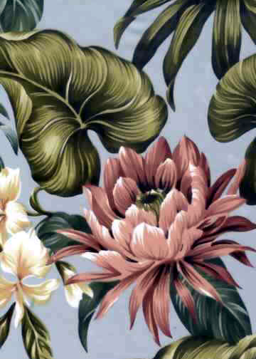 20Protea Tropical Botanical Vintage Hawaiian Fabric Hawaiian botanical Protea flowers on a cotton fabric.