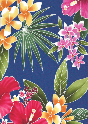 20ulana stylized, multi-colored hibiscus, plumeria, orchids and ferns apparel cotton, Tropical Botanical Vintage Hawaiian Fabric Hawaiian vintage style fabric. apparel cotton, Tropical Botanical Vintage Hawaiian Fabric Hawaiian vintage style fabric