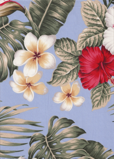 20wili - Plumeria, Bird Of Paradise, Hibiscus, cotton apparel fabric.